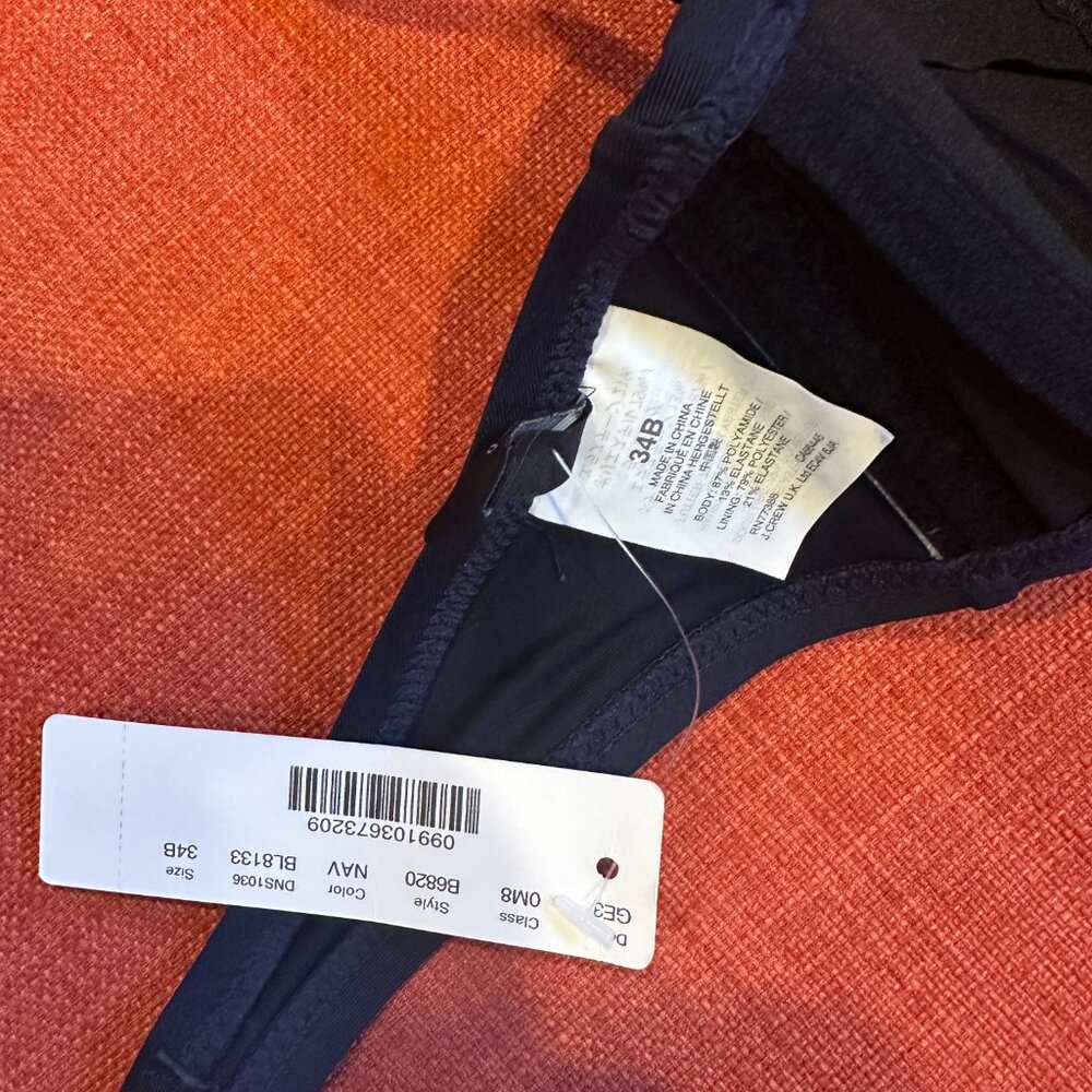 NWT J Crew Bikini Top 34B Bathing‎ Suit Navy Lightly Padded Underwire Bandeau - Picture 3 of 4